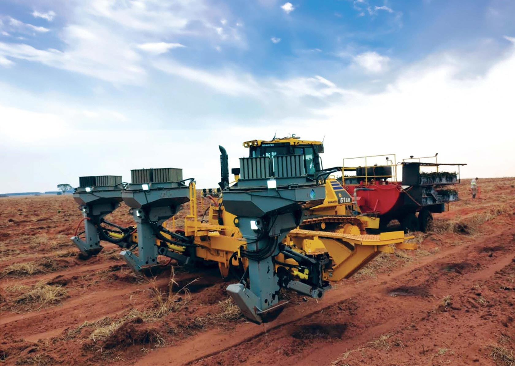 Komatsu tractor in a field