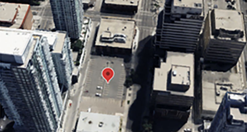 Data collection site in downtown Calgary to test multipath AI mitigation techniques.