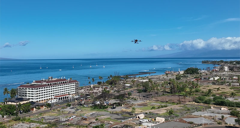 Aerial drone reality capture survey of Lahaina, Hawaii.